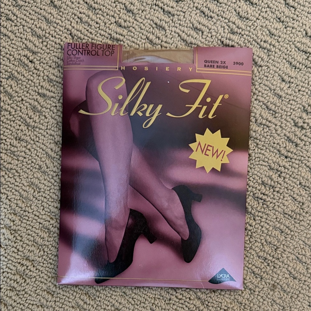 Silky Fit Sheer Hosiery in Bare Beige.  Control Top Full Figure, Queen 2X